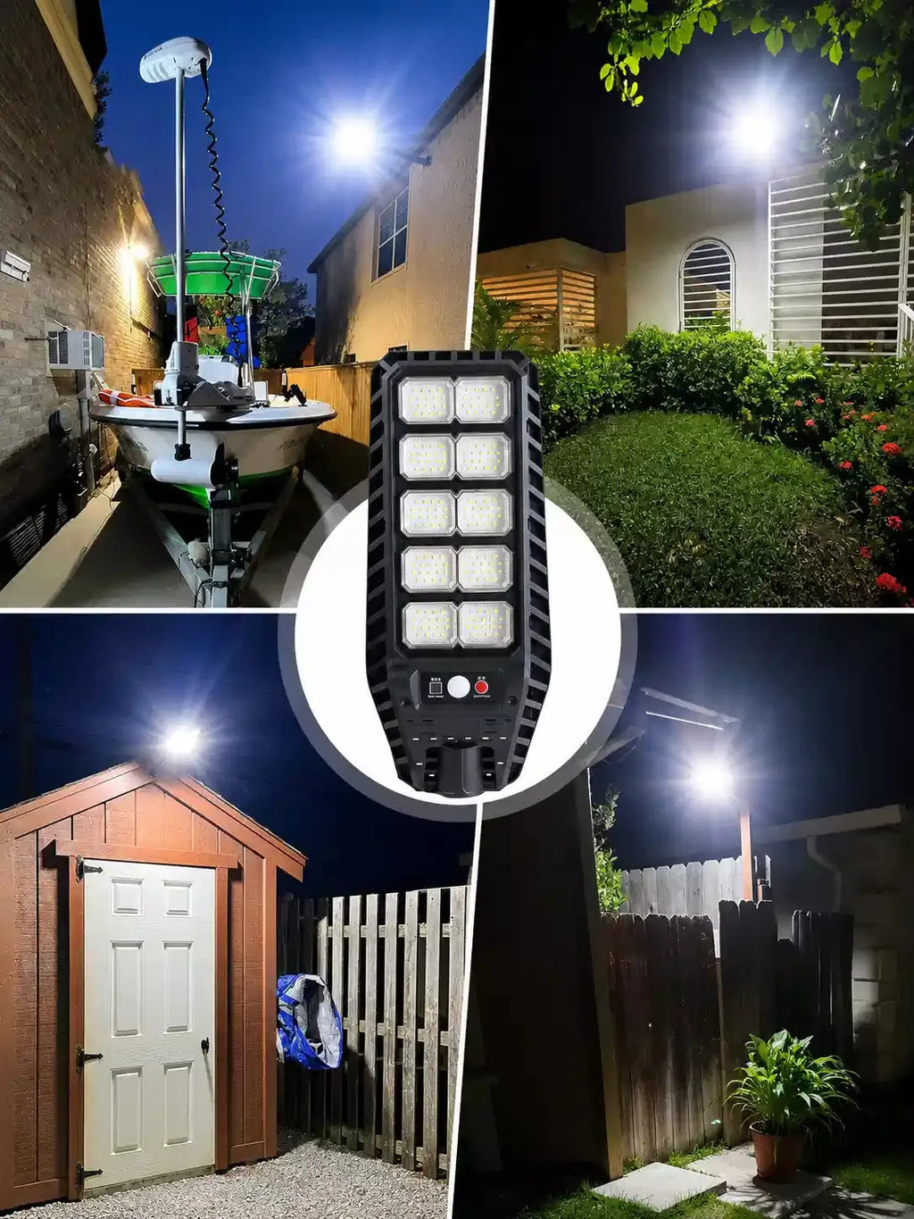 Solar LED Outdoor Light with Motion Sensor and Remote — 180 LEDs – 180 LED – close-up detail view