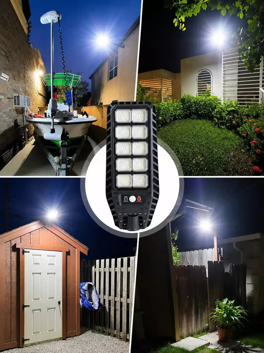 Solar LED Outdoor Light with Motion Sensor and Remote — 180 LEDs – 180 LED – close-up detail view
