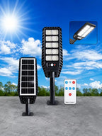 Solar LED Outdoor Light with Motion Sensor and Remote — 180 LEDs – motion sensor remote – product accessories and contents