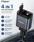 Fitgear Car Essentials Combo – FG-94 Vacuum Magnetic Phone Holder + 4-in-1 Fast Car Charger – car accessories bundle – mai...
