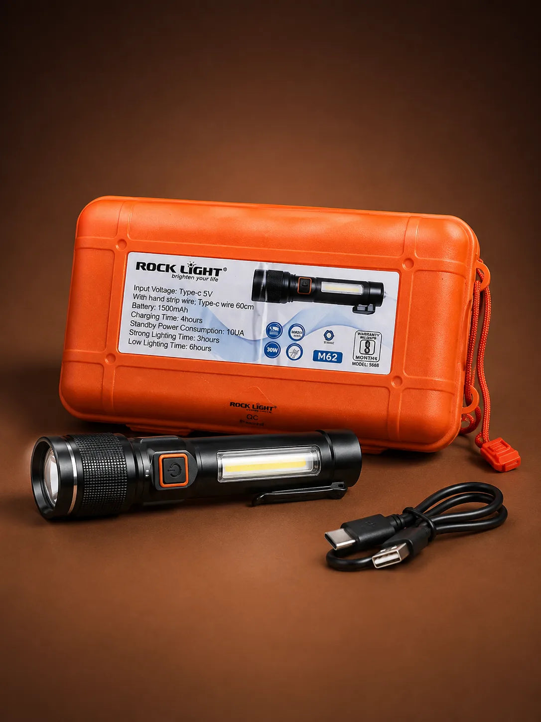 ROCK LIGHT M62 High Power Rechargeable LED Torch Light – rechargeable flashlight – product features and specifications