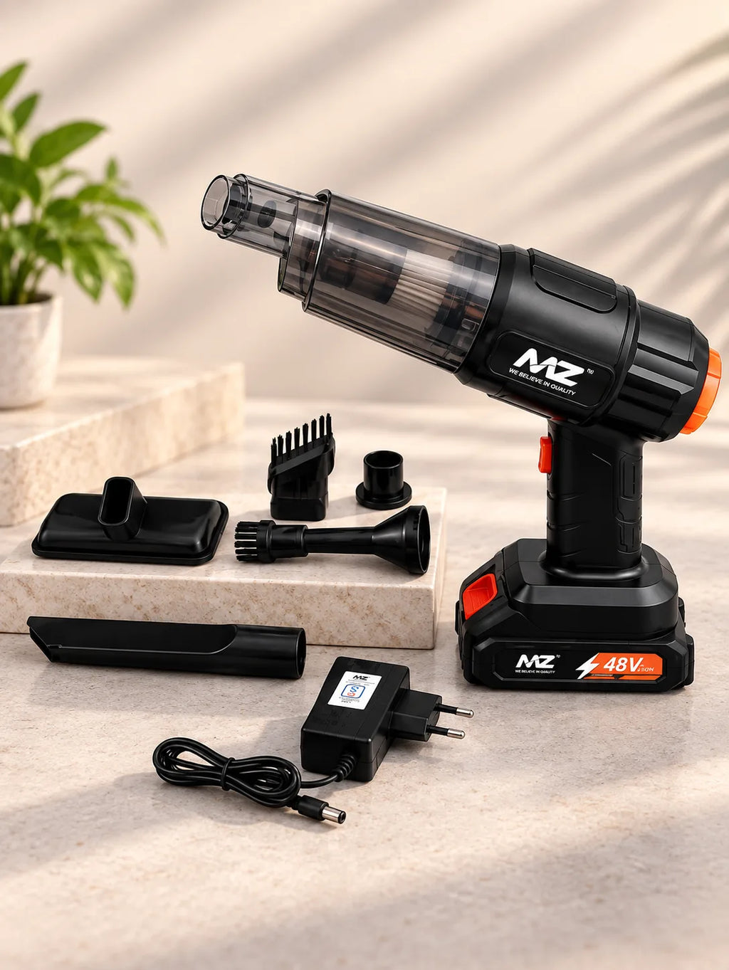 MZ VC-41 Cordless Handheld Vacuum Cleaner for Car and Home with Attachments